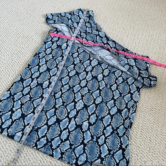 NWT Michael Kors Top Blue Snakeskin One Shoulder - Picture 7 of 7